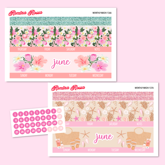 June 2024 Monthly Stickers | 7x9 Planner, 8.5x11 Planner & Petite Planner