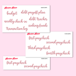 May 2024 Budgeting & Paycheck Script Stickers | Planner Stickers