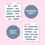 MK-109 January 2024 Dashboard and Script Stickers | A5 & 7x9 EC Planner
