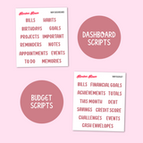 MK-118 May 2024 Dashboard and Script Stickers | A5 & 7x9 EC Planner