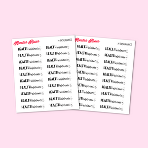 Health Insurance Due Stickers - Decorative Planner Stickers
