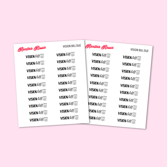 Vision Bill Due Stickers - Decorative Planner Stickers