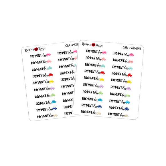 Car Payment Due Stickers - Decorative Planner Stickers
