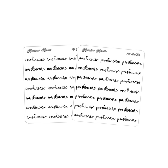 AM/PM Skincare | Foiled Scripts Stickers