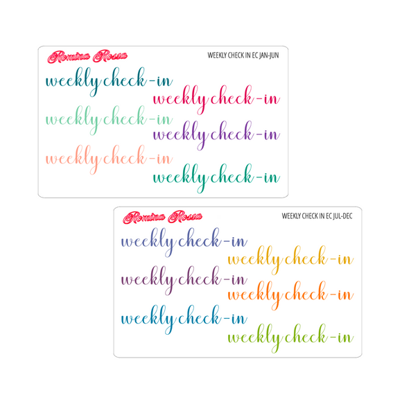 Weekly Check-In Script Stickers - Colorful & Black